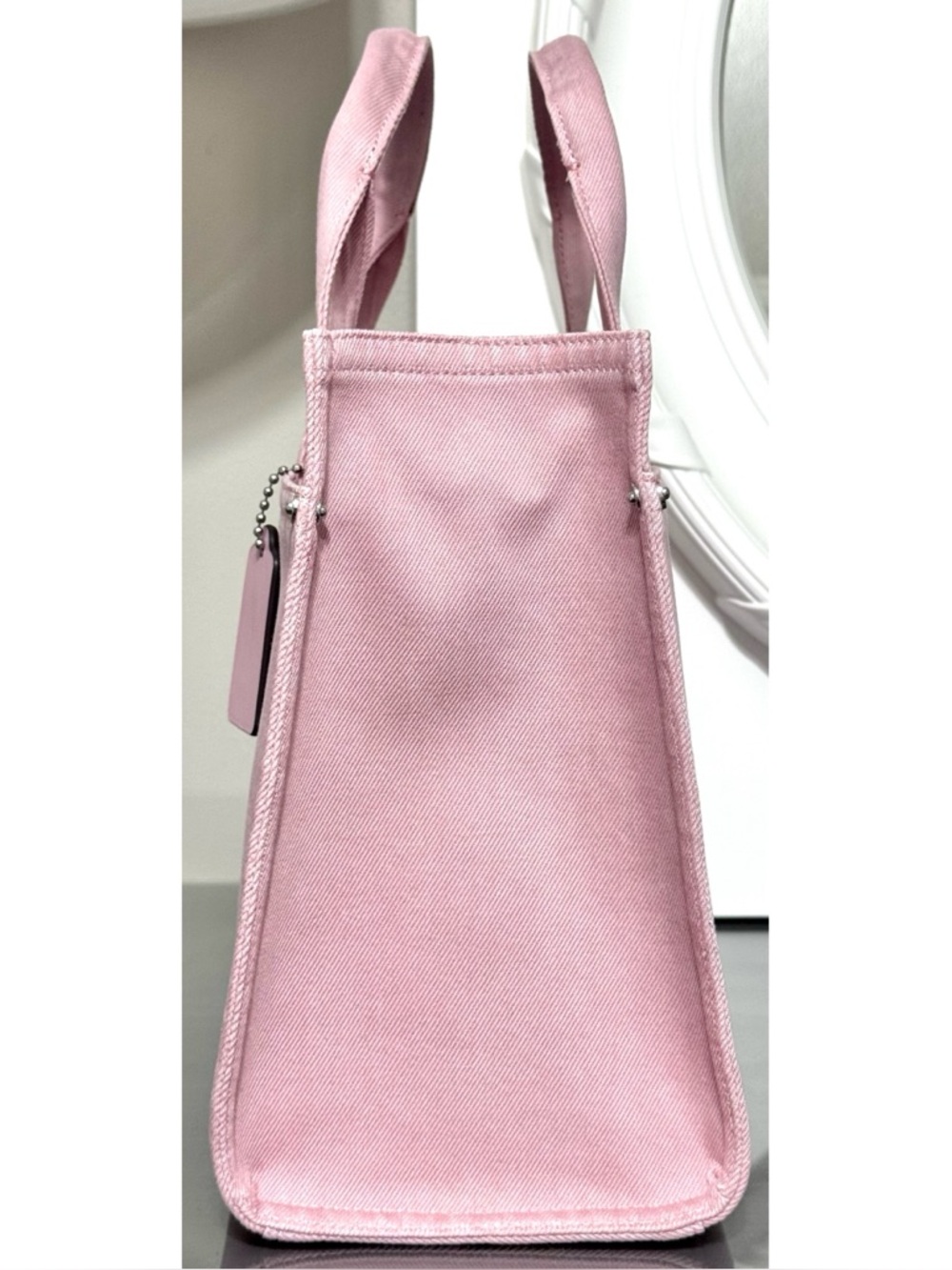 COACH Denim Medium Cargo Tote Bag, BALLERINA PINK - Picture 5 of 13